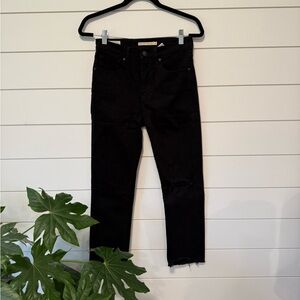 Levi's Women's 724 High Rise Straight Crop Jeans Distressed Black Like New 27